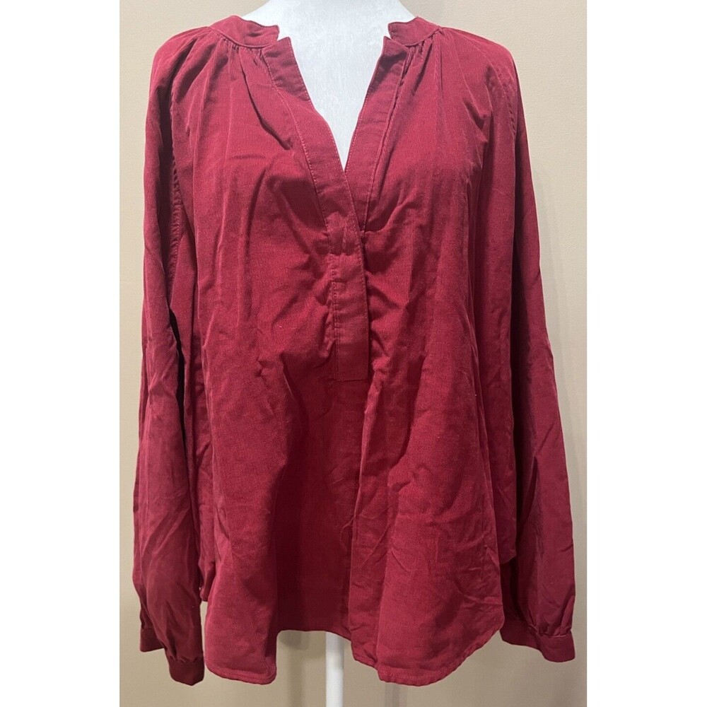 Women’s Universal Threads Long Sleeve Cranberry Red Corduroy Blouse - L